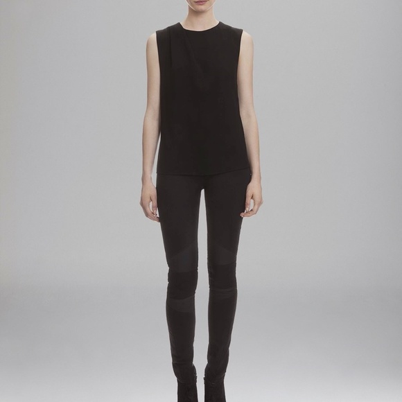 Sandro Paris Leather black Moto jeans US8 / Euro40 - Picture 2 of 14